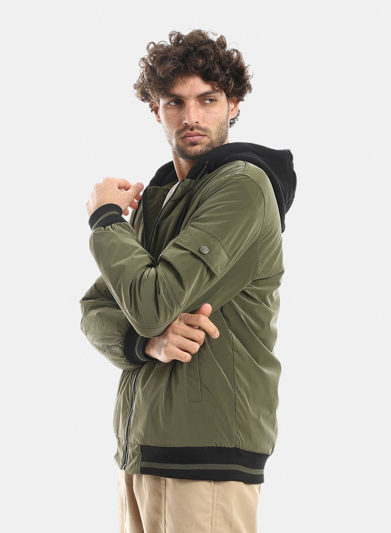 Andora Casual Hooded Jacket_Olive - Image 2